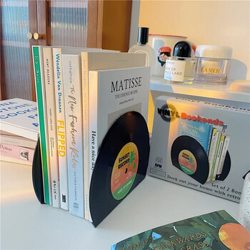 Άφιξη ABS Vinyl CD Bookends Creative Record Βιβλιοθήκη Επιτραπέζια Διακόσμηση Rubbie Vintage Partition Βιβλιοθήκη