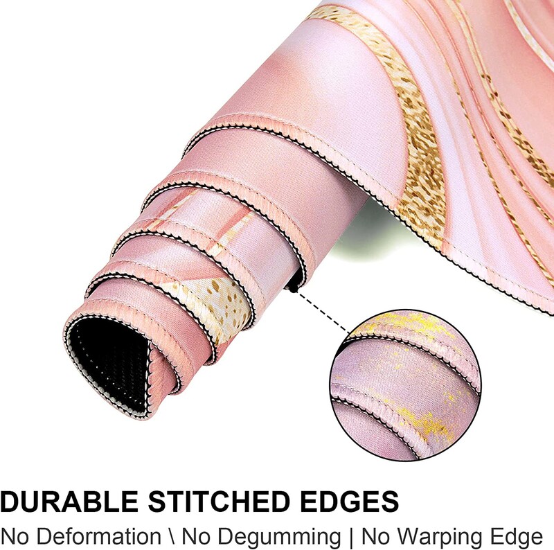 Ružičasto zlatna ružičasta podloga za stol Velika XXL podloga za stol s neklizajućom gumenom podlogom Prošiveni rubovi Vodootporna podloga Dekoracija 35,4x15,7 inča