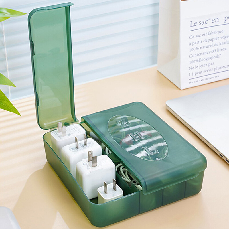 Cutie organizatoare de cabluri, portabilă, cu mai multe compartimente, cutie de depozitare pentru cabluri de date, pentru organizarea de acasă, la birou, cablu de încărcare pentru electronice