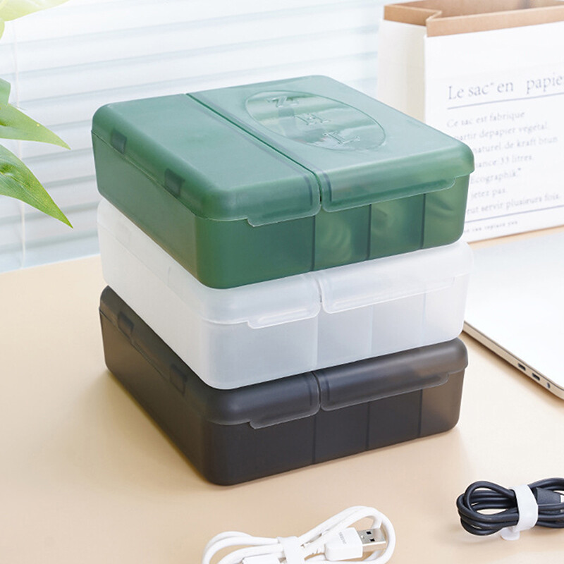 Cutie organizatoare de cabluri, portabilă, cu mai multe compartimente, cutie de depozitare pentru cabluri de date, pentru organizarea de acasă, la birou, cablu de încărcare pentru electronice