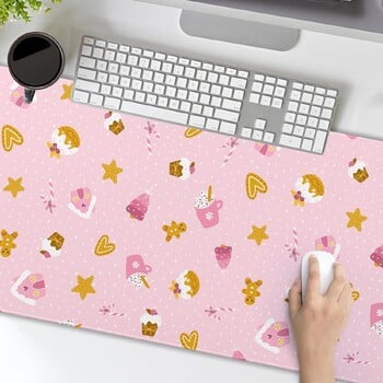 Pink Christmas Gaming Mouse Pad XL Cute Cupcake Gingerbread Μεγάλο Επιτραπέζιο Ματ Αντιολισθητικό Λαστιχένιο Βάση Xmas Holiday Mousepad για φορητό υπολογιστή