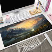 Suurepärased maastikupildid Klaviatuur hiirepadi lauamatt, 3D-mängude hiirepadi hiirematt libisemiskindel kummist alus, õmmeldud servad