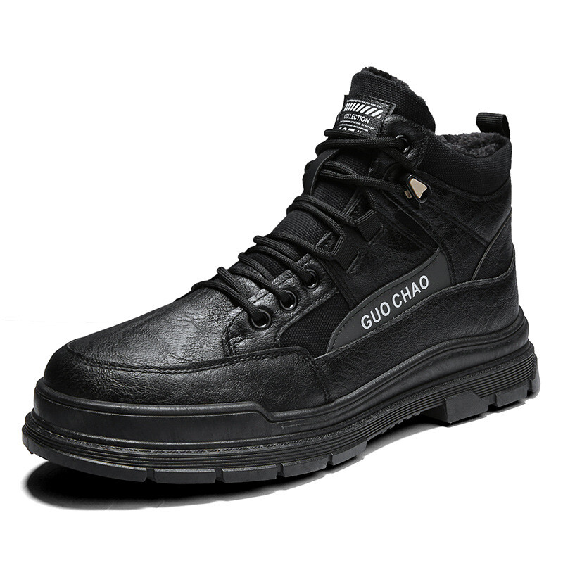 Rudens ir žiemos plius aksominiai šilti batai vyriški aukštaauliai su raišteliais rabarbarų laisvalaikio sportiniai bateliai lauko sportbačiai storais padais