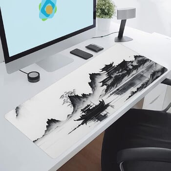 XXL Mouse Pad ζωγραφικής κινέζικης μελάνης – Μεγάλο στρώμα γραφείου 31,5x11,8 ιντσών, λεία επιφάνεια, αντιολισθητική βάση, εκτεταμένο πληκτρολόγιο για Gam