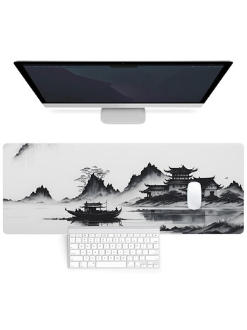 XXL Mouse Pad ζωγραφικής κινέζικης μελάνης – Μεγάλο στρώμα γραφείου 31,5x11,8 ιντσών, λεία επιφάνεια, αντιολισθητική βάση, εκτεταμένο πληκτρολόγιο για Gam