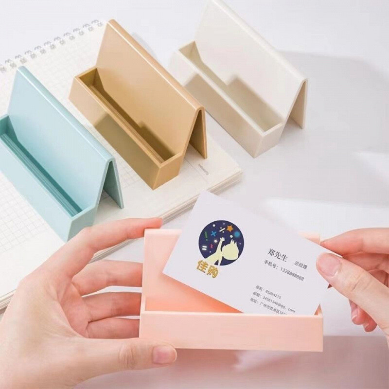 Suport creativ pentru cărți de vizită pentru birou Carcasă din plastic pentru carduri Suport de prezentare pentru birou Suport pentru cleme pentru note Organizator pentru cărți de nume pentru femei și bărbați