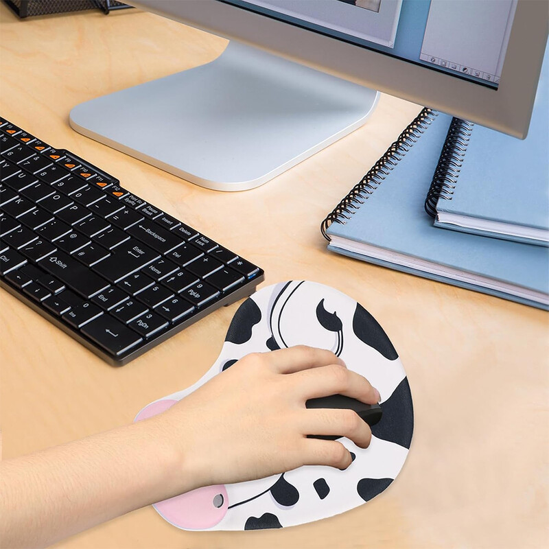 1PC Mouse Pad Cute Cow Ergonomic Mouse Pad cu suport pentru încheietura mâinii Pad pentru mouse cu bază de cauciuc anti-alunecare cu suport pentru încheietura mâinii pentru computer