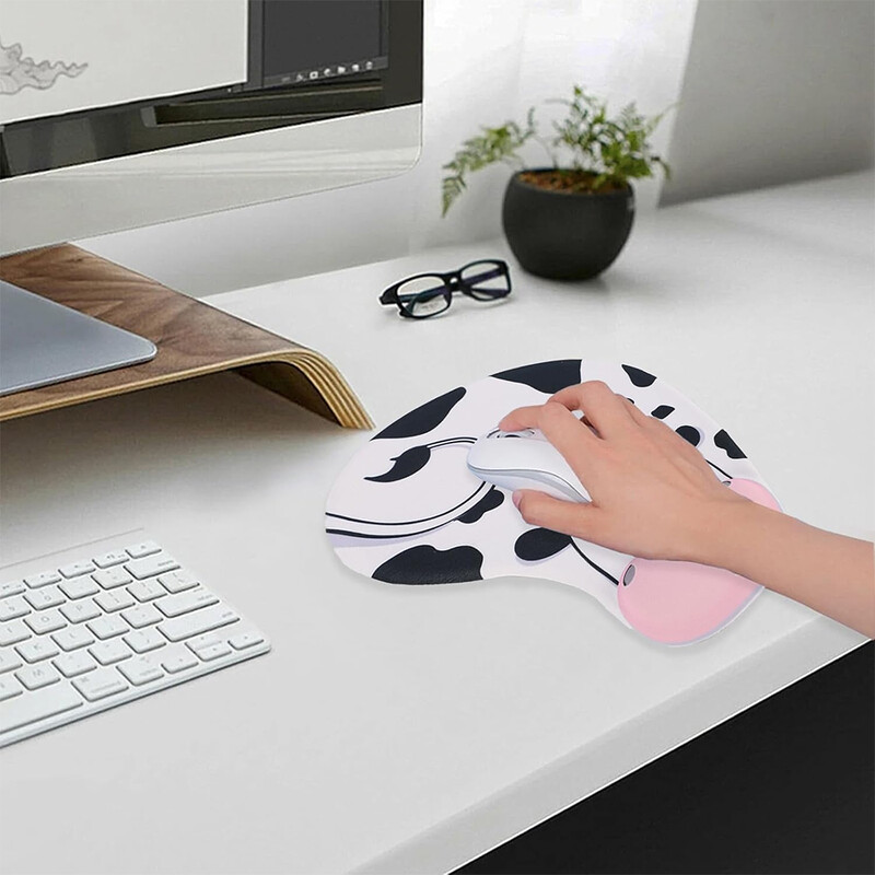 1PC Mouse Pad Cute Cow Ergonomic Mouse Pad cu suport pentru încheietura mâinii Pad pentru mouse cu bază de cauciuc anti-alunecare cu suport pentru încheietura mâinii pentru computer