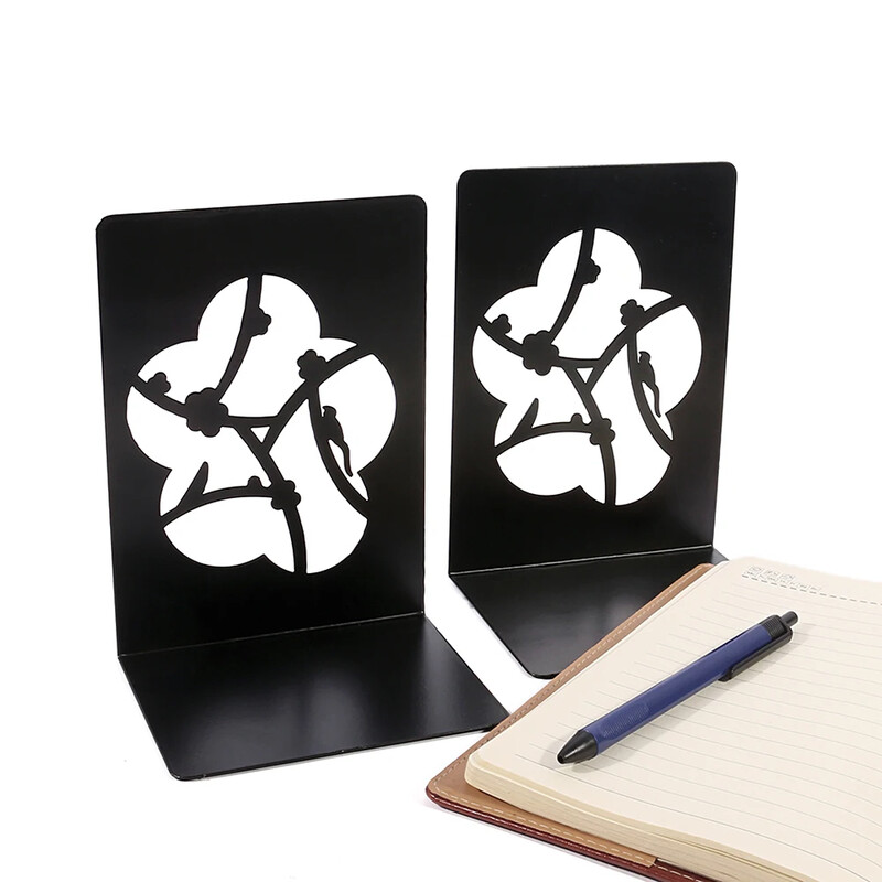 1Pora išskirtinių gėlių šakų Knygų galai tuščiaviduriai vintažiniai geležiniai ištraukiami darbo kambario papuošalai, papuošalai knygoms, knygų palaikymas