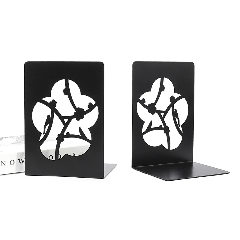 1Pora išskirtinių gėlių šakų Knygų galai tuščiaviduriai vintažiniai geležiniai ištraukiami darbo kambario papuošalai, papuošalai knygoms, knygų palaikymas