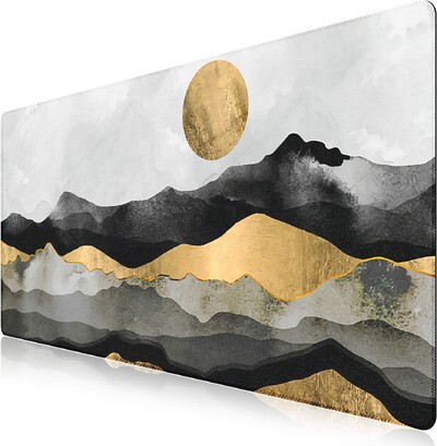 Laiendatud hiirematt 35,4 x 15,7, suur 3 mm libisemiskindla kummist aluse ja õmmeldud servadega veekindel lauapadi – päikeseloojang