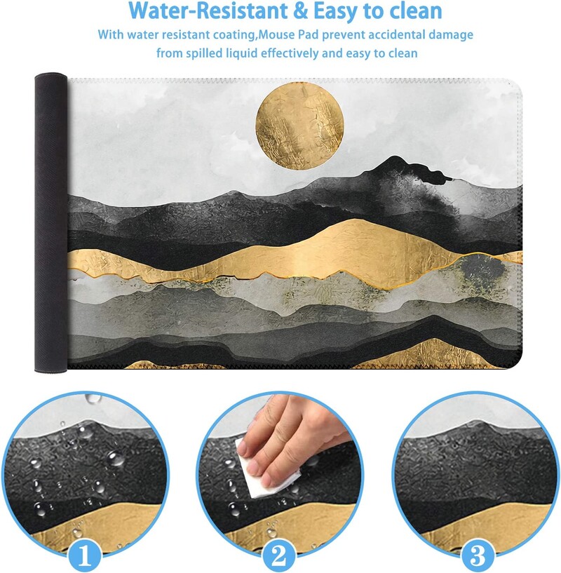 Laiendatud hiirematt 35,4 x 15,7, suur 3 mm libisemiskindla kummist aluse ja õmmeldud servadega veekindel lauapadi – päikeseloojang