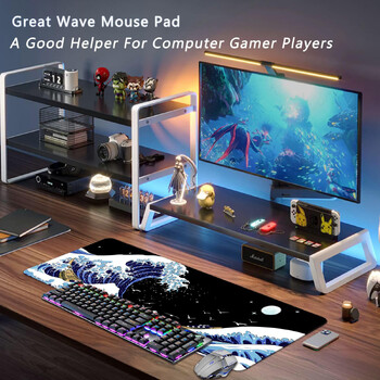 1 PC Μεγάλα Mouse Pads για γραφείο, Gaming Mouse Pad, Mouse Pad με ραμμένες άκρες και αντιολισθητική λαστιχένια βάση, Extended Mouse Pad