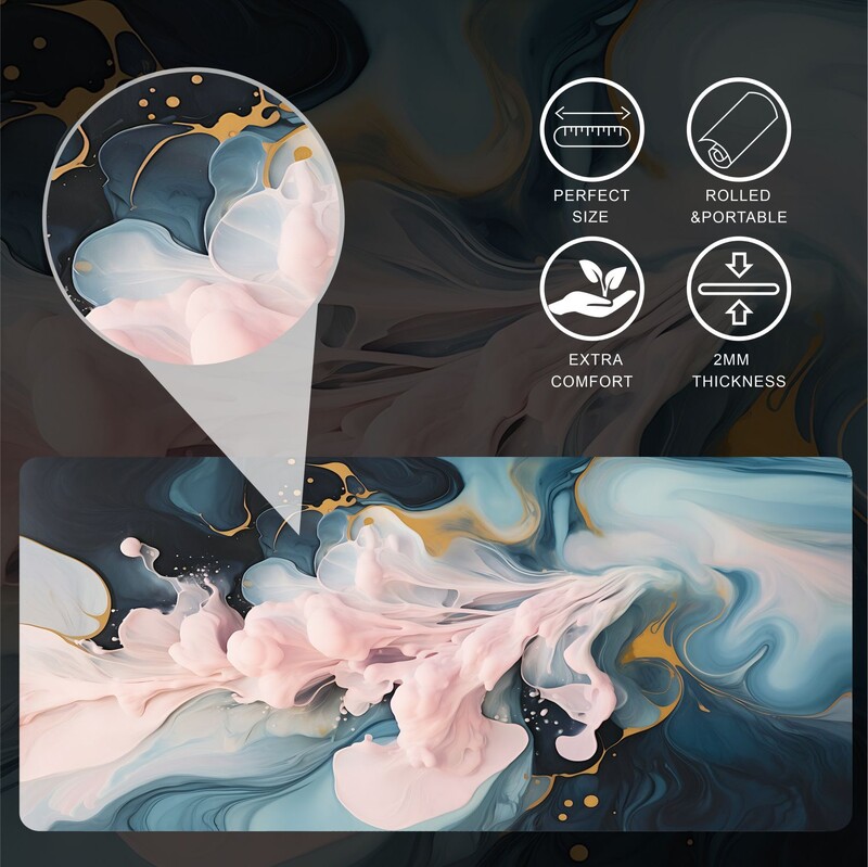 1 PC Tampoane de mouse mari pentru birou, mouse pad pentru jocuri, mouse pad cu margini cusute și bază din cauciuc anti-alunecare, extinsă și îngroșată