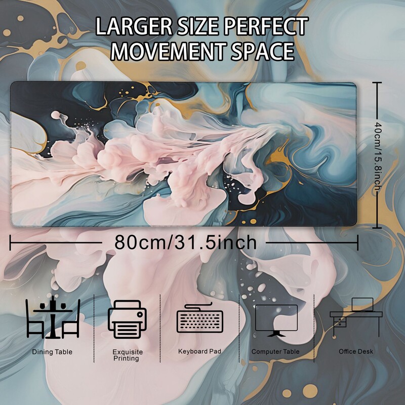 1 PC Tampoane de mouse mari pentru birou, mouse pad pentru jocuri, mouse pad cu margini cusute și bază din cauciuc anti-alunecare, extinsă și îngroșată