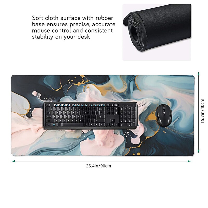 1 PC Tampoane de mouse mari pentru birou, mouse pad pentru jocuri, mouse pad cu margini cusute și bază din cauciuc anti-alunecare, extinsă și îngroșată