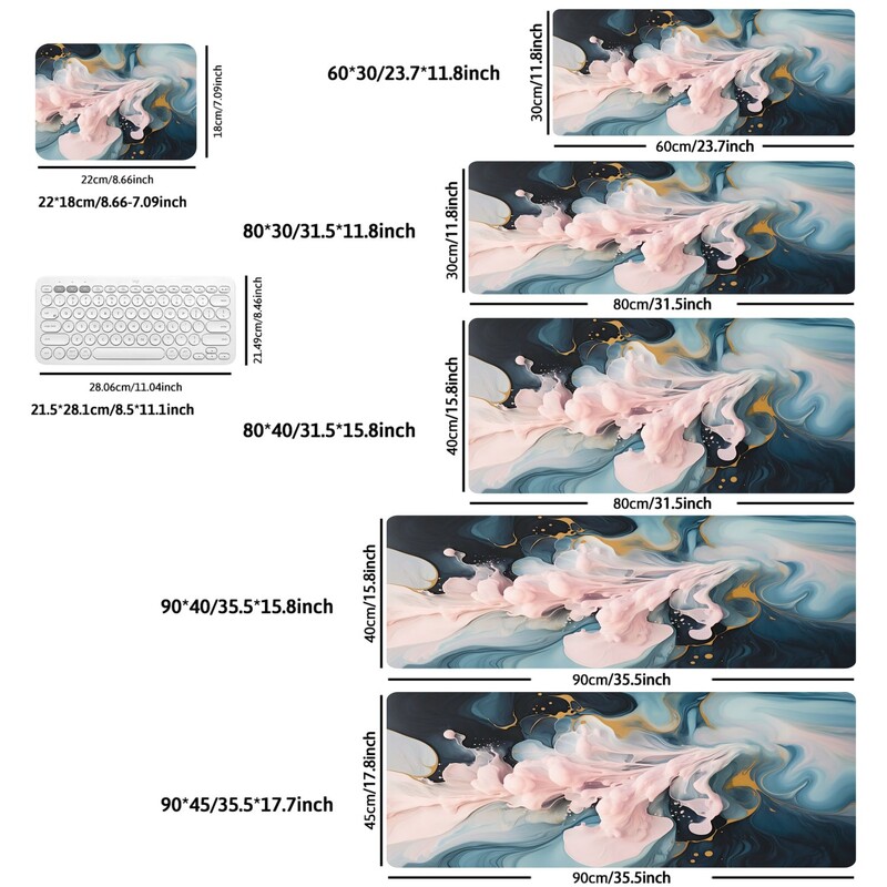 1 PC Tampoane de mouse mari pentru birou, mouse pad pentru jocuri, mouse pad cu margini cusute și bază din cauciuc anti-alunecare, extinsă și îngroșată