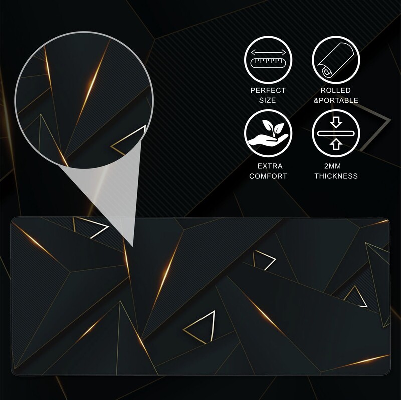 1 PC Tampoane de mouse mari pentru birou, mouse pad pentru jocuri, mouse pad cu margini cusute și bază din cauciuc anti-alunecare, extinsă și îngroșată