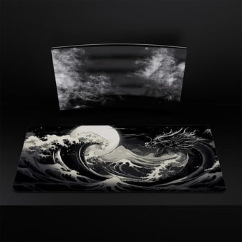 BLACK JAPANESE DRAGON Xxl Mouse Pad 900x400 Mousepad Gamer Έπιπλο Η/Υ Επιτραπέζιο Ματάκι gaming Αξεσουάρ πληκτρολογίου Πατάκια γραφείου Μεγάλο χαλί