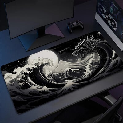 BLACK JAPANESE DRAGON Xxl Podloga za miš 900x400 Podloga za miš Gamer PC Kabinet Podloga za stol Gaming Dodaci Tipkovnica Uredske prostirke Veliki tepih