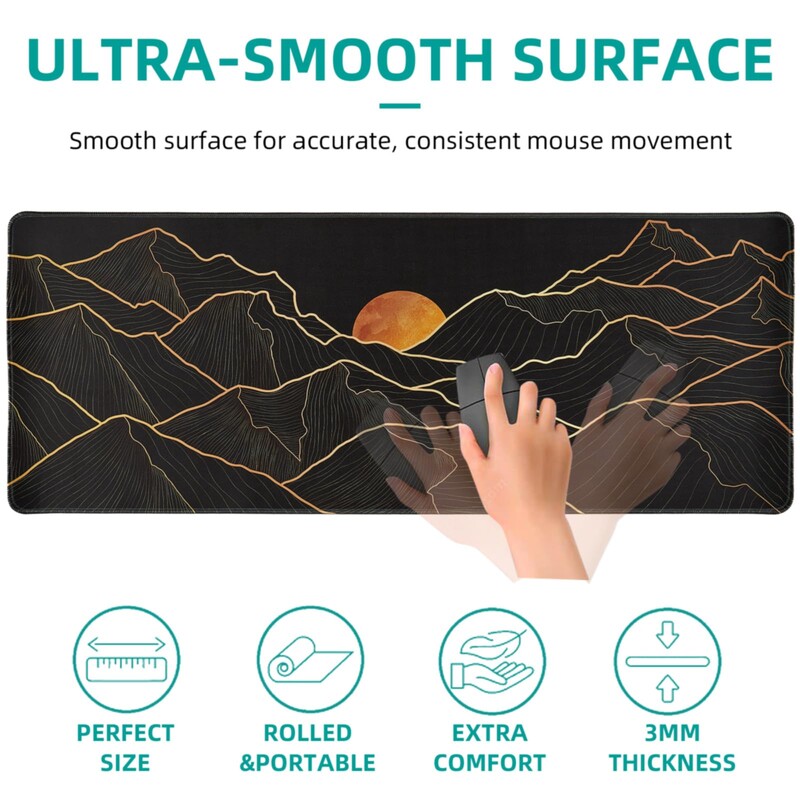 1 PC Tampoane de mouse mari pentru birou, mouse pad pentru jocuri, mouse pad cu margini cusute și bază din cauciuc anti-alunecare, mouse pad extins