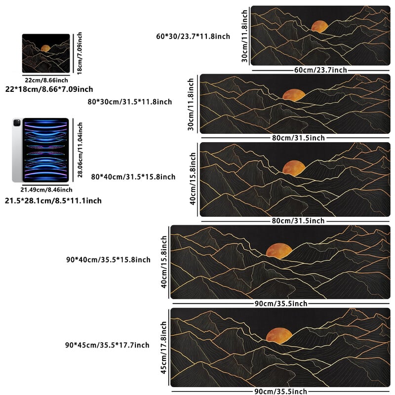 1 PC Tampoane de mouse mari pentru birou, mouse pad pentru jocuri, mouse pad cu margini cusute și bază din cauciuc anti-alunecare, mouse pad extins