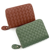 Моден плетен държач за карти с цип, проста чанта за карти с голям капацитет за съхранение на карти