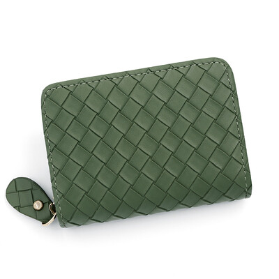 Моден плетен държач за карти с цип, проста чанта за карти с голям капацитет за съхранение на карти