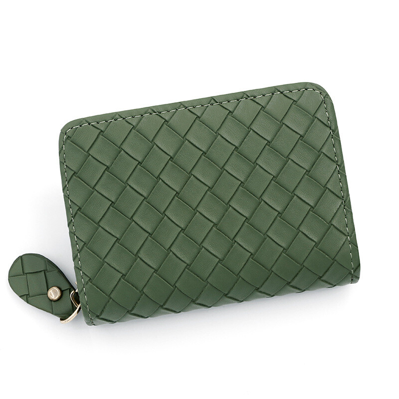 Моден плетен държач за карти с цип, проста чанта за карти с голям капацитет за съхранение на карти