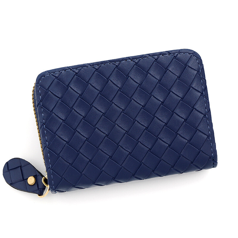 Моден плетен държач за карти с цип, проста чанта за карти с голям капацитет за съхранение на карти