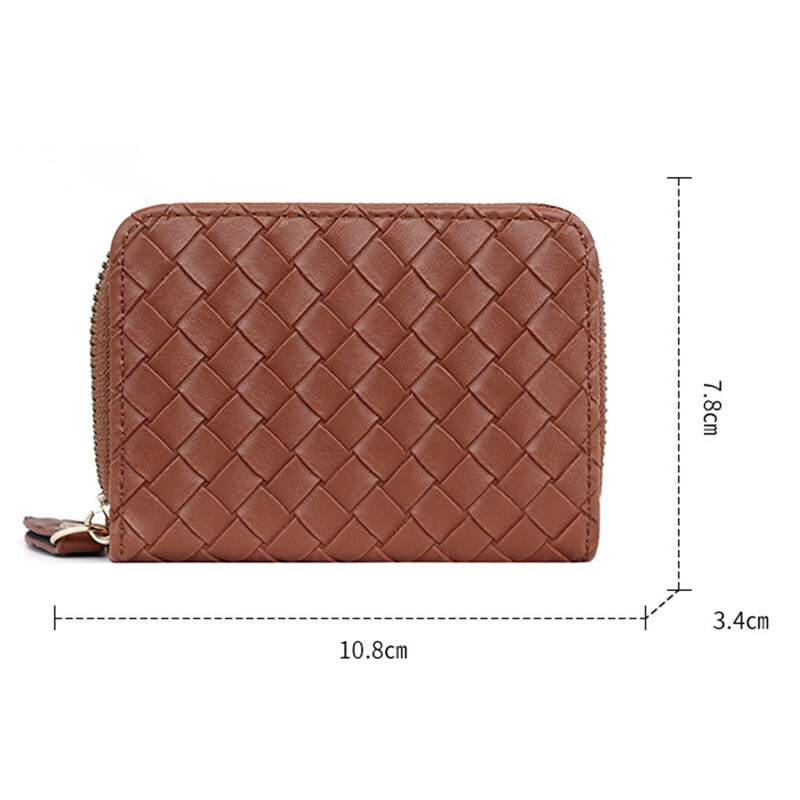 Моден плетен държач за карти с цип, проста чанта за карти с голям капацитет за съхранение на карти