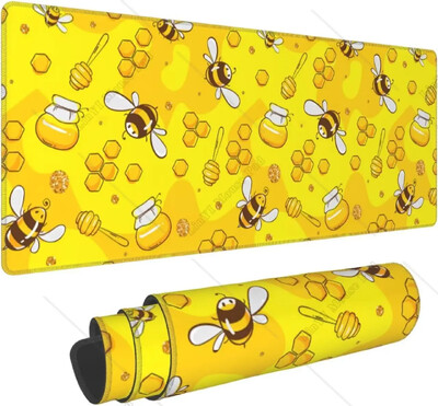 Cute Bee Yellow nagy egérpad Gaming Mousepad XL billentyűzet asztali szőnyeg csúszásmentes gumitalppal, Office 31,5" x 12" hüvelykes