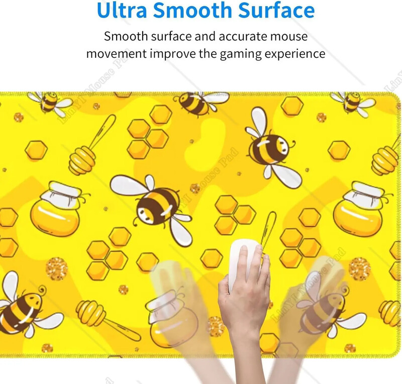 Cute Bee Yellow Mouse Pad mare Gaming Mousepad XL Tastatură Covoraș de birou cu bază de cauciuc anti-alunecare pentru birou 31,5'' X 12'' Inch