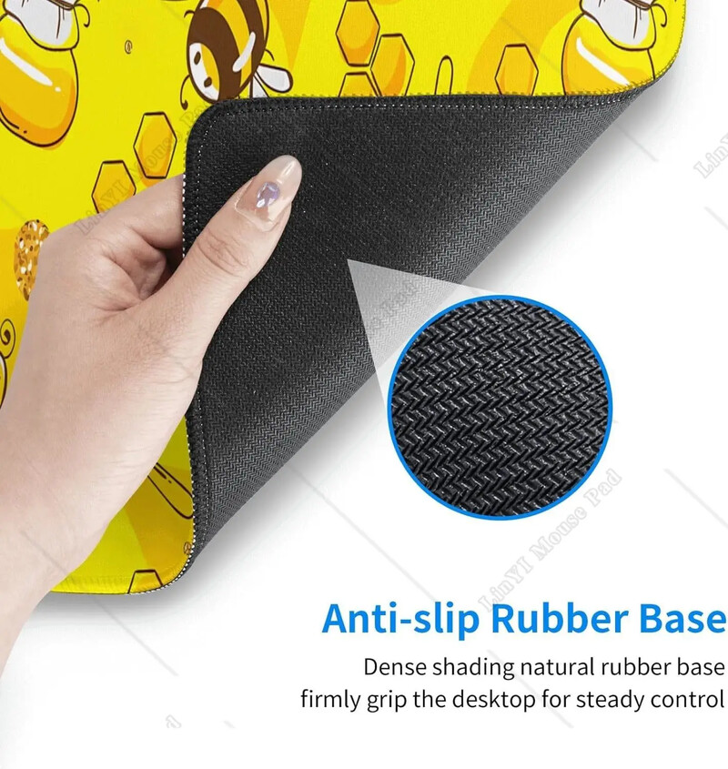 Cute Bee Yellow Mouse Pad mare Gaming Mousepad XL Tastatură Covoraș de birou cu bază de cauciuc anti-alunecare pentru birou 31,5'' X 12'' Inch