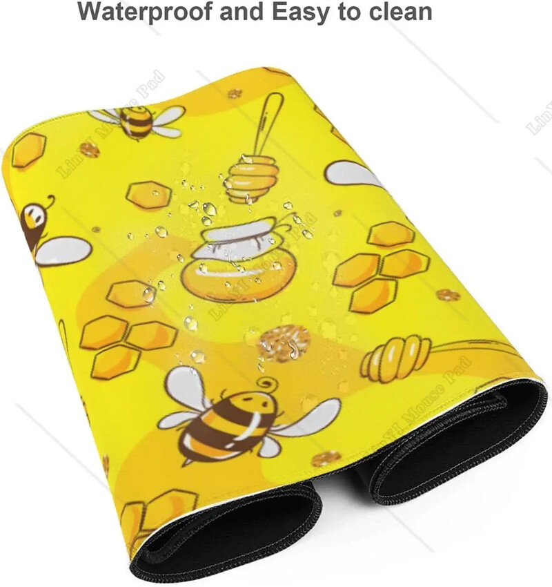 Cute Bee Yellow Mouse Pad mare Gaming Mousepad XL Tastatură Covoraș de birou cu bază de cauciuc anti-alunecare pentru birou 31,5'' X 12'' Inch