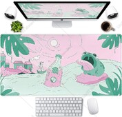Rožinis žalias mielas stalo kilimėlis Kawaii animacinių filmų varlė pelės kilimėlis Mielas anime pelės kilimėlis 31,5x11,8 colio didelis žaidimų stalo kilimėlis, tinkantis dovanai namams