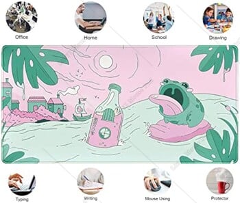 Pink Green Cute Desk Mat Kawaii Cartoon Frog Mousepad Χαριτωμένο Anime Mouse Pad 31,5x11,8 ιντσών Μεγάλο gaming Desk Pad Fit Home Δώρο