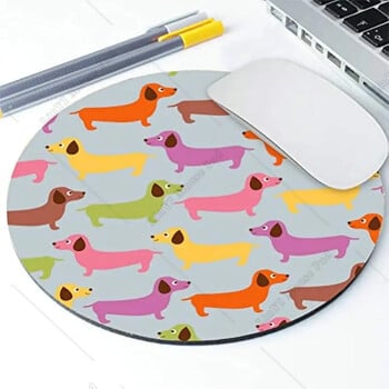 Πολύχρωμο Dachshund Dog Mouse Mat με αντιολισθητική λαστιχένια βάση Χαριτωμένο στρογγυλό mousepad για αξεσουάρ γραφείου φορητού υπολογιστή 7,9x7,9 ιντσών