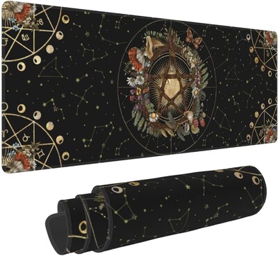 Pentagram Forest Magic Mushroom Witch Constellation Mouse Pad XL Neslystantis guminis pagrindas, susiūtas kraštas, skirtas žaidimų staliniam biurui