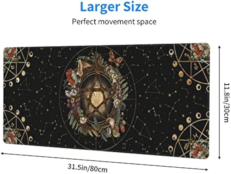 Pentagram Forest Magic Mushroom Witch Constellation hiirematt XL libisemiskindel kummist aluse õmmeldud serv mängude lauaarvuti kontori jaoks