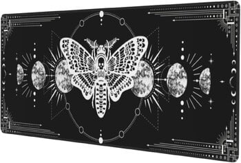 Gaming Mouse Mat Moon Phase Moth Μεγάλο μαξιλαράκι για ποντίκι με αντιολισθητικές ραμμένες άκρες από καουτσούκ για δώρα σπιτιού για εργασία γραφείου 800x300mm