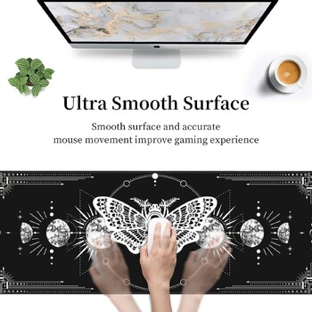 Gaming Mouse Mat Moon Phase Moth Μεγάλο μαξιλαράκι για ποντίκι με αντιολισθητικές ραμμένες άκρες από καουτσούκ για δώρα σπιτιού για εργασία γραφείου 800x300mm