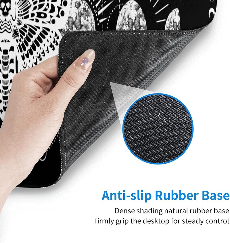 Gaming Mouse Mat Moon Phase Moth Velika podloga za miša s neklizajućim gumenim prošivenim rubovima za kućne darove Uredski rad 800x300 mm