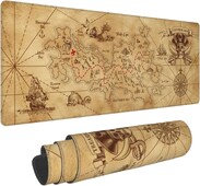 Pirate Ship Treasure Map Gaming Mouse Pad Tampă lungă de mouse Tampă de birou Tampoane mari antiderapante din cauciuc Margini cusute 31,5'' X 11,8''