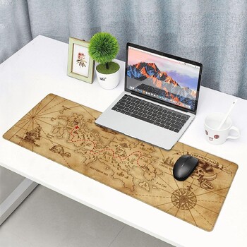 Πειρατικό πλοίο Θησαυρός Χάρτης Gaming Mouse Pad Long Mousepad Desk Pad Μεγάλα αντιολισθητικά ελαστικά μαξιλαράκια για ποντίκια ραμμένες άκρες 31,5\'\' X 11,8\'\'