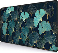 Gaming Mouse Pad mare Birou 35,4 x 15,7 Dimensiuni mari Golden Lines Ginkgo Plants Art Mouse Pads Mousepad lung anti-alunecare din cauciuc