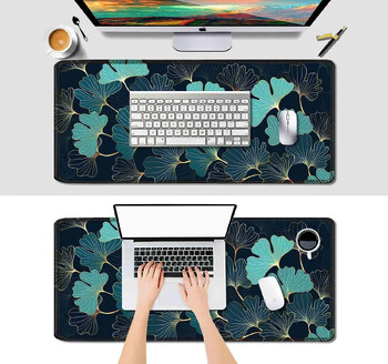 Γραφείο gaming Large Mouse Pad 35,4 x 15,7 Μεγάλο μέγεθος Golden Lines Ginkgo Plants Art Mouse Pads Μακριά αντιολισθητικά, λαστιχένια βάση ποντικιού