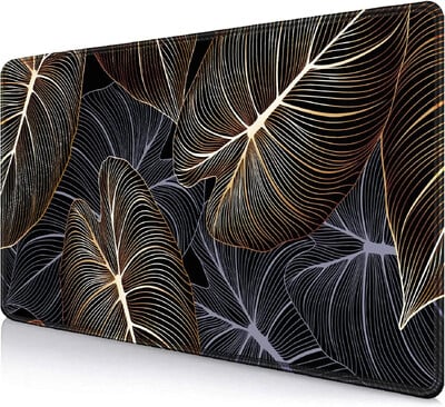 Gaming Mouse Pad mare Birou 35,4 x 15,7 Dimensiuni mari Golden Lines Ginkgo Plants Art Mouse Pads Mousepad lung anti-alunecare din cauciuc