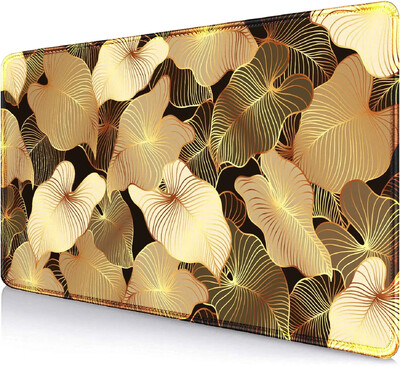 Gaming Mouse Pad mare Birou 35,4 x 15,7 Dimensiuni mari Golden Lines Ginkgo Plants Art Mouse Pads Mousepad lung anti-alunecare din cauciuc