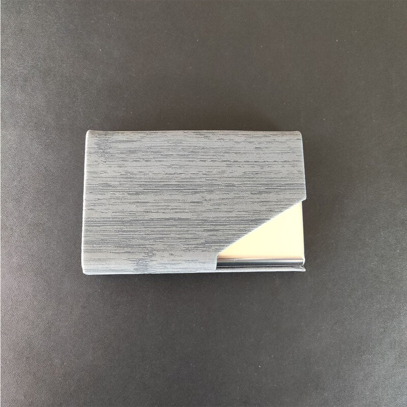 1 бр. Модна кутия за визитки с дървесни зърна Pu от неръждаема стомана Поставка за визитки за мъже и жени Поставка за визитки